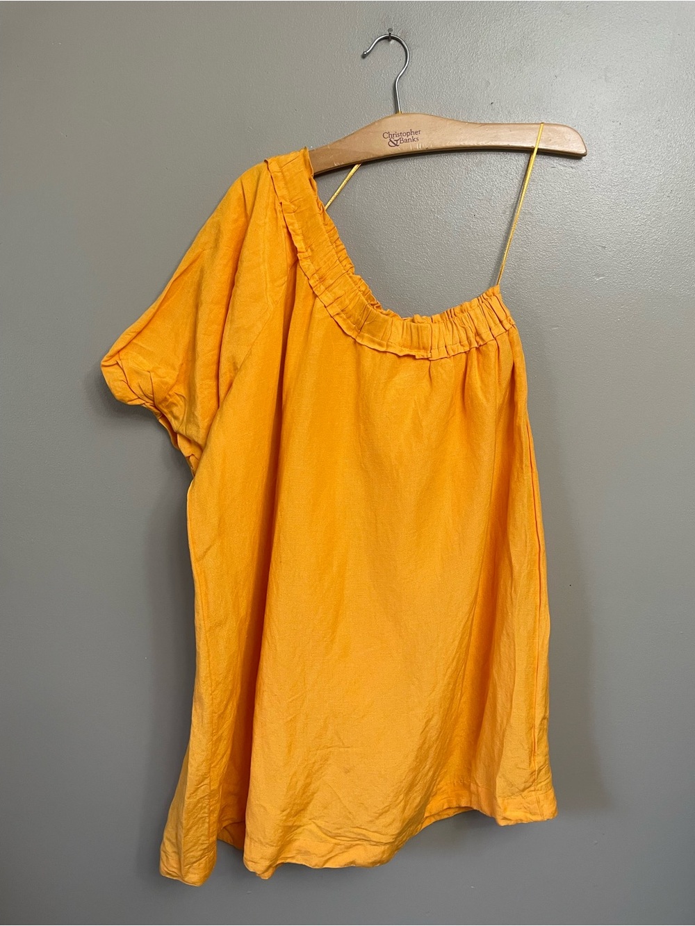 NWT By Anthropologie medium One-Shoulder Waistless Mini Dress linen Mango - Picture 3 of 10
